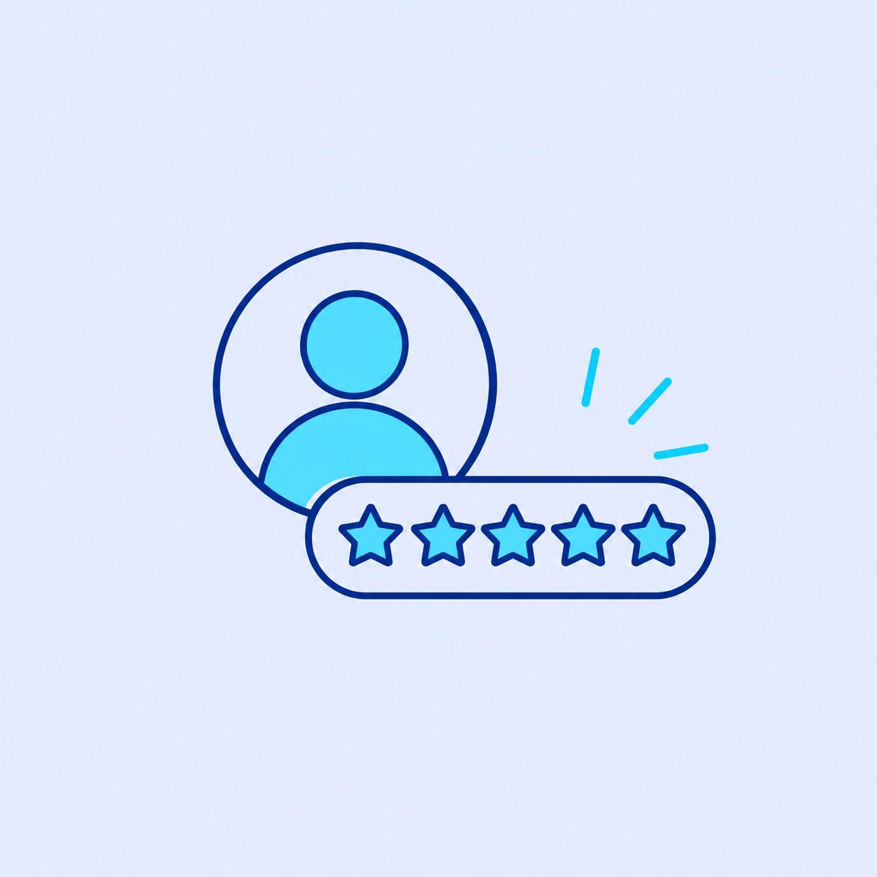 Person icon with rating stars next to it