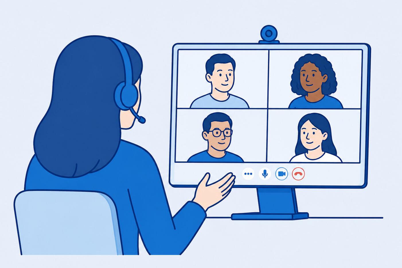 Video-Call Eine Frau macht einen Videocall mit verschiedenen Personen