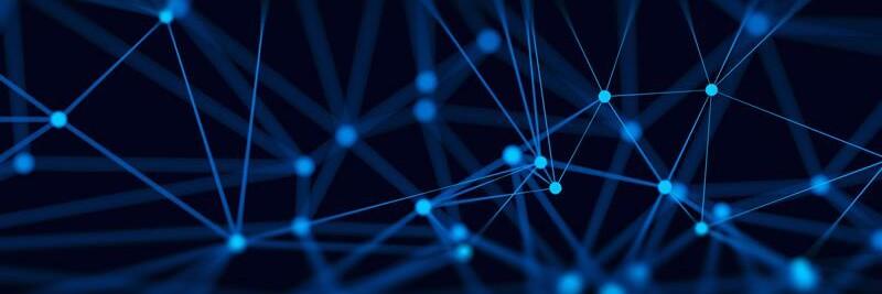 Digitale Daten Abstraktes Daten-Netzwerk auf blauem Hintergrund