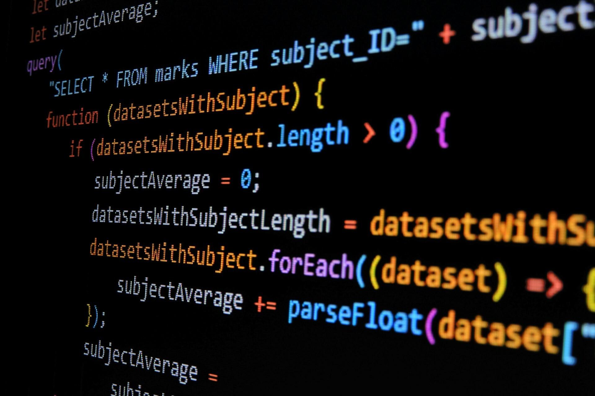 Code Color-coded text on a dark screen background