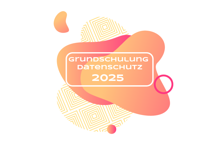 Colourful elements with the text ‘Basic training in data protection 2025’