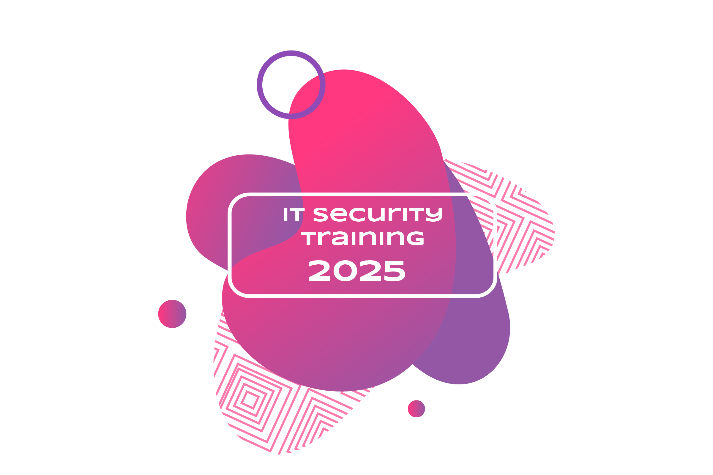Bunte Elemente mit der Schrift "IT Security Training 2025"