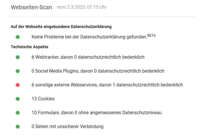 website-scan-screenshot.png Screenshot mit Status-Übersicht des Website-Scans